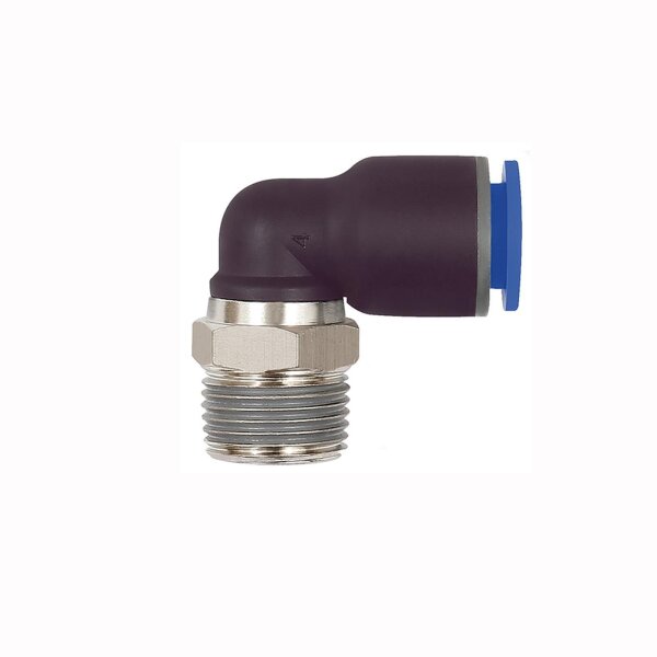 L-Steckverschraubung Winkel 90° drehbar mit Außengewinde konisch mit Gewindebeschichtung