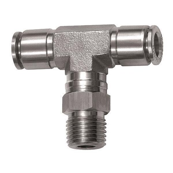 T-Steckverschraubung Edelstahl 1.4404 drehbar Außengewinde konisch